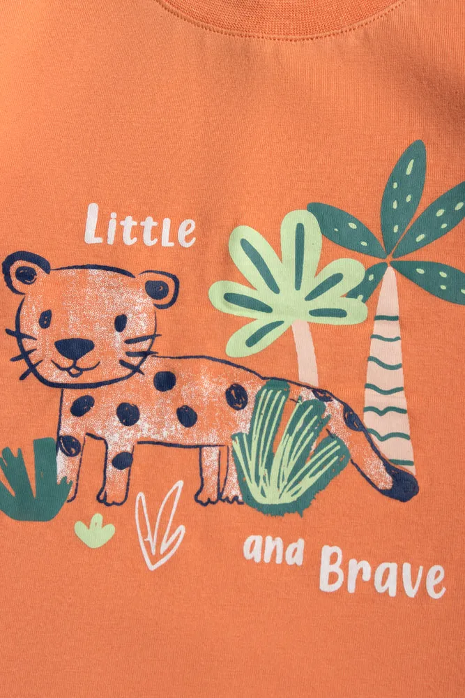 2  Pack  Little And Brave Printed T-Shirts Orange An