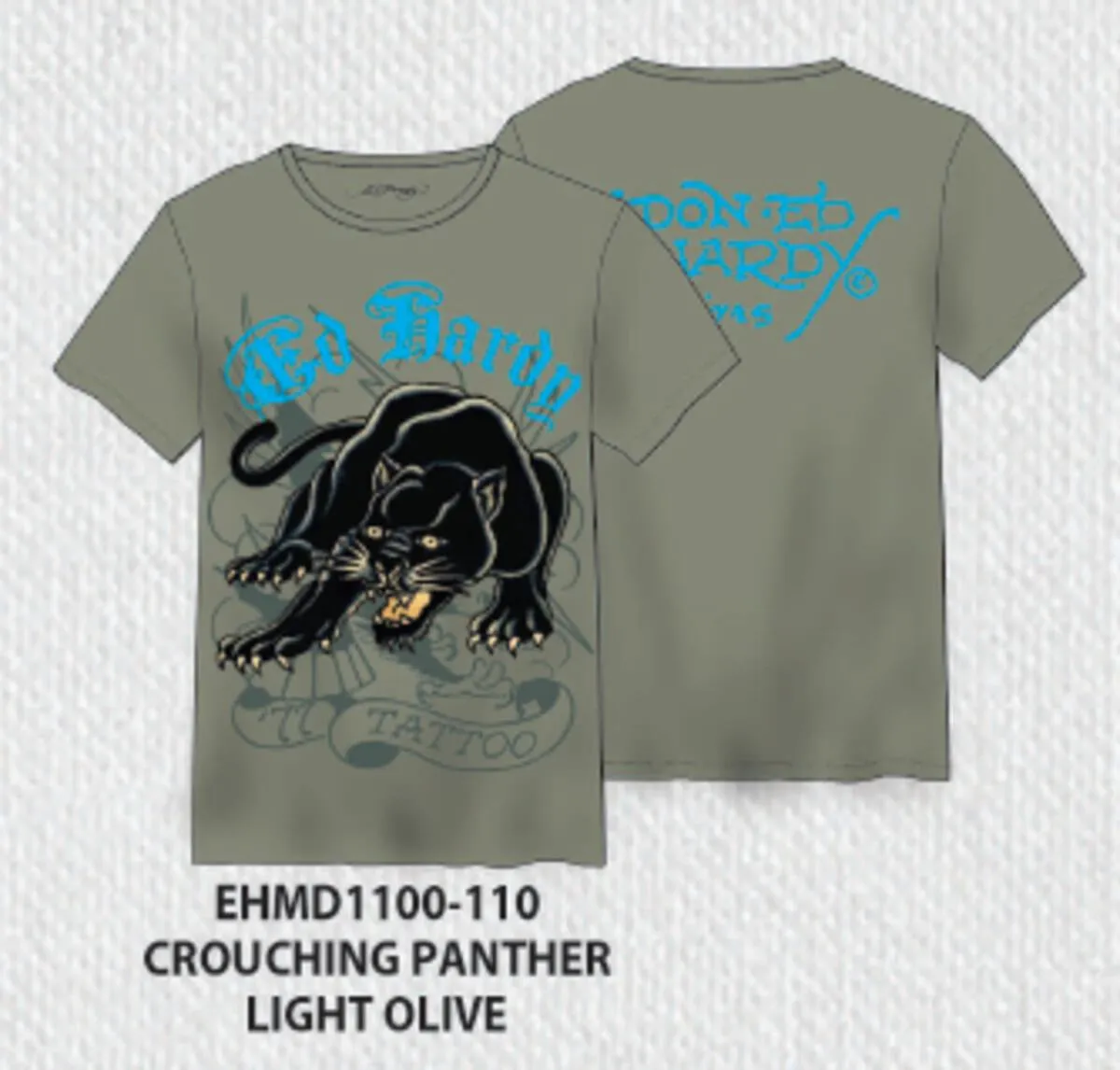 Ed Hardy Crouching Panther SS Tee - Light Olive