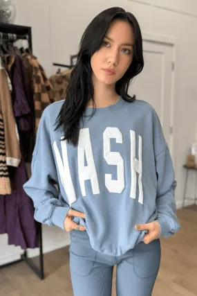 NASH Oversized Burn Crewneck in Blue